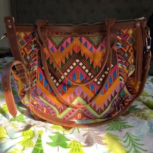 Genuine leather handmade bag from Guatemala